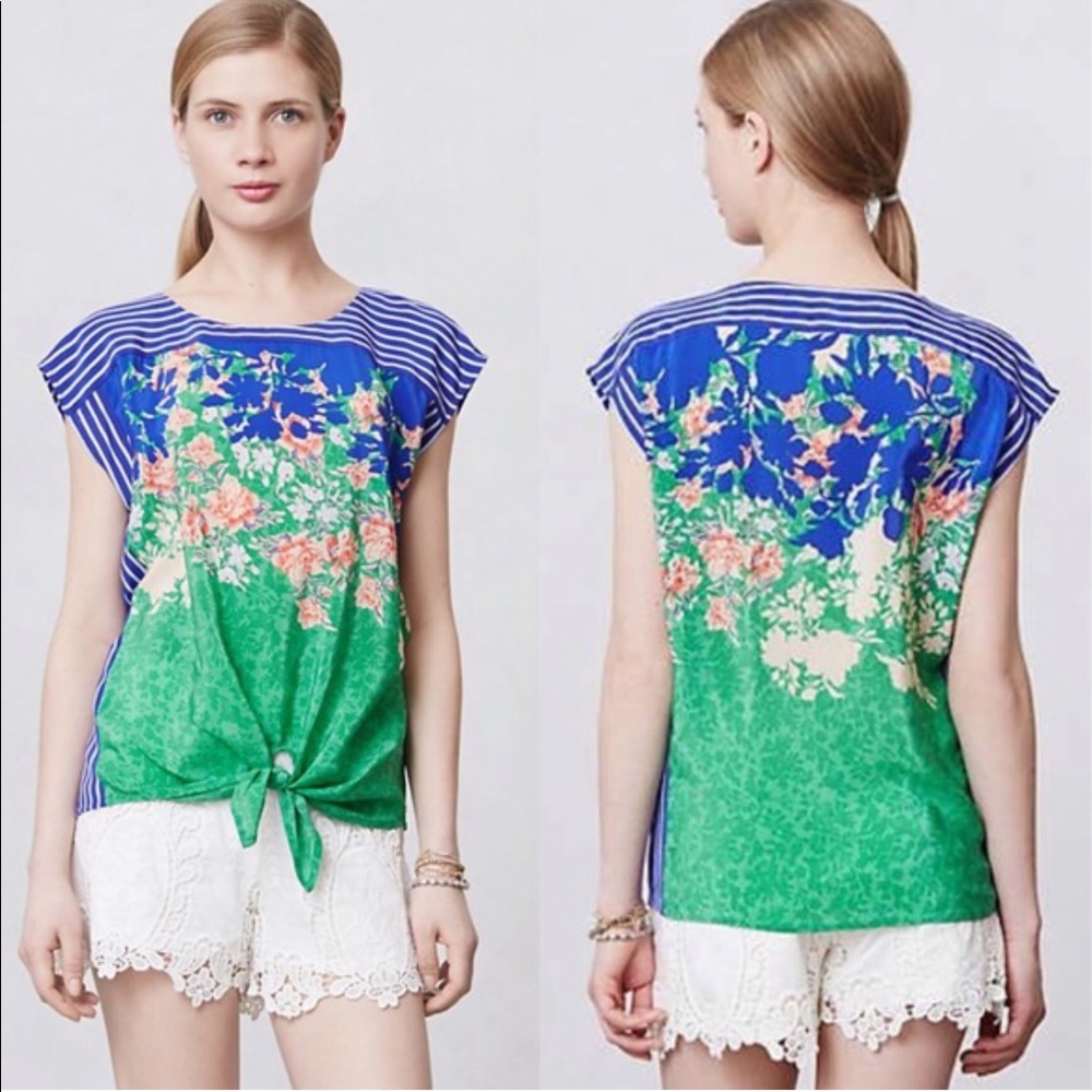 Anthropologie Moulinette Soeurs tie front shirt